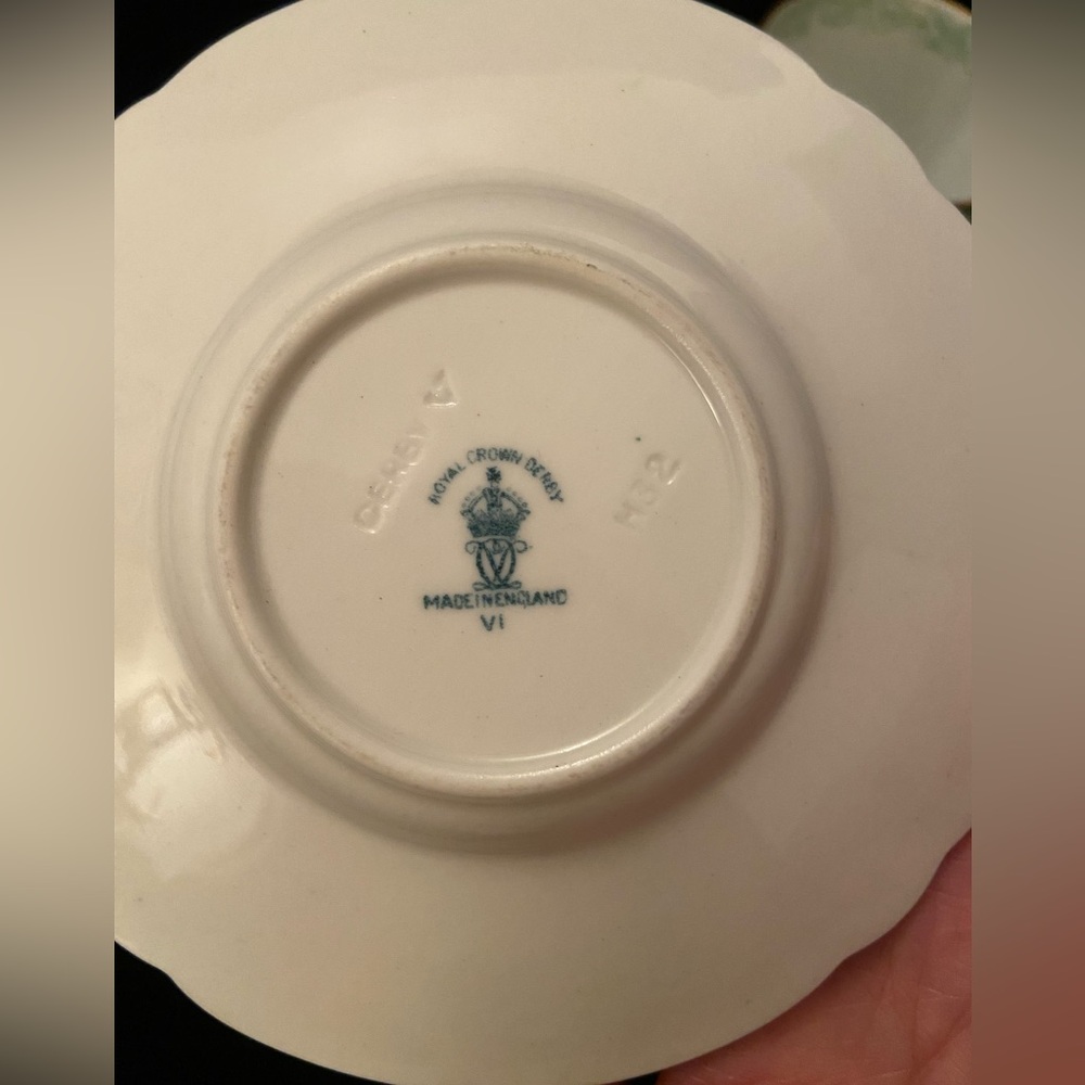 Green Aves by Royal Crown Derby Demitasse Cup & Saucer Vintage Toile - Picture 6 of 12